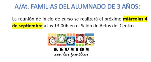 REUNIÓN FAMILIAS INICIO CURSO